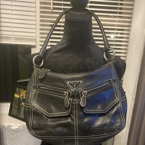 Prada Black Shoulder Bag with Silver Hardware